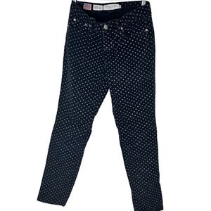 Fabrizio Gianni Jeans Women 6 Black Gray Polka Dot Stretch Straight Leg Made USA
